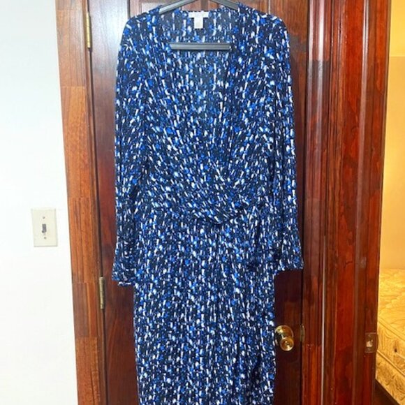London Times Dresses & Skirts - London Times NEW Black/Blue Womens Moc Wrap Side Tie Sheath Dress 18W